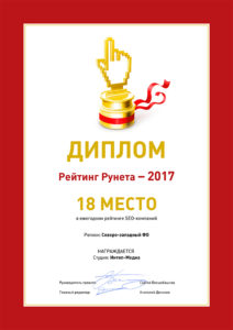 18 место в SEO рейтинге СПб